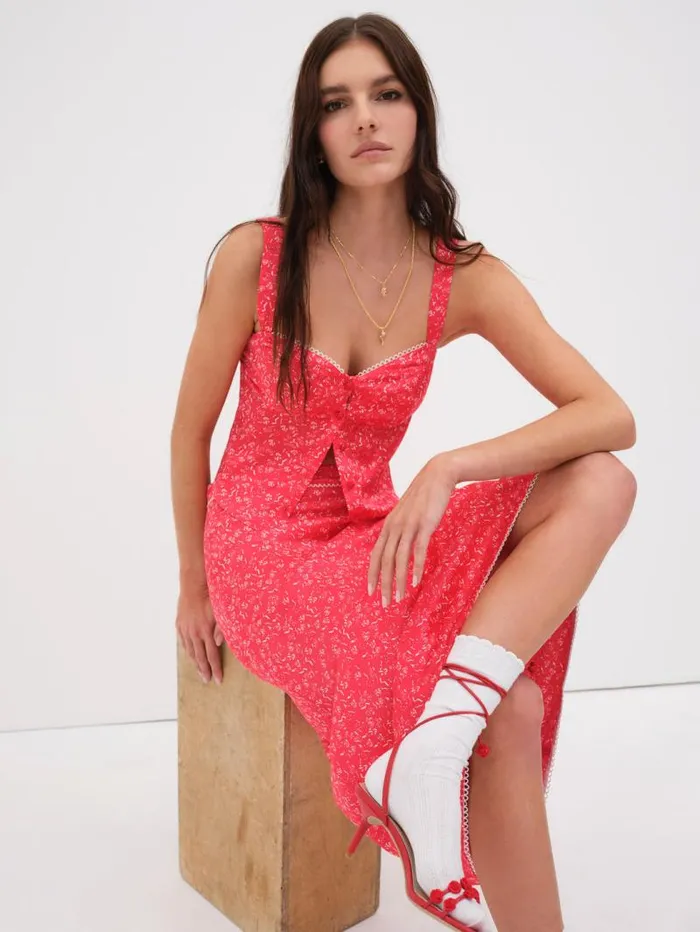 For Love and Lemons Bottoms Barbera Midi Skirt Red 8211 Women For Love and Lemons Bottoms Barbera Midi Skirt Red 8211 Women