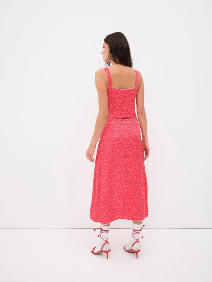 For Love and Lemons Bottoms Barbera Midi Skirt Red 8211 Women For Love and Lemons Bottoms Barbera Midi Skirt Red 8211 Women
