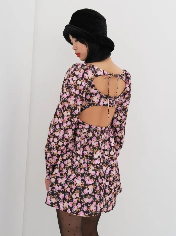 For Love and Lemons Dresses Kate Long Sleeve Mini Dress Black 8211 Women