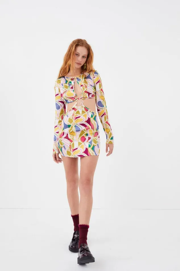 For Love and Lemons Dresses Thora Long Sleeve Mini Dress Green 8211 Women