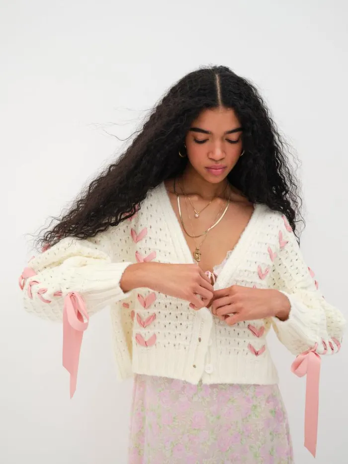 For Love and Lemons Knitwear Laurel Oversized Cardigan Ivory 8211 Women