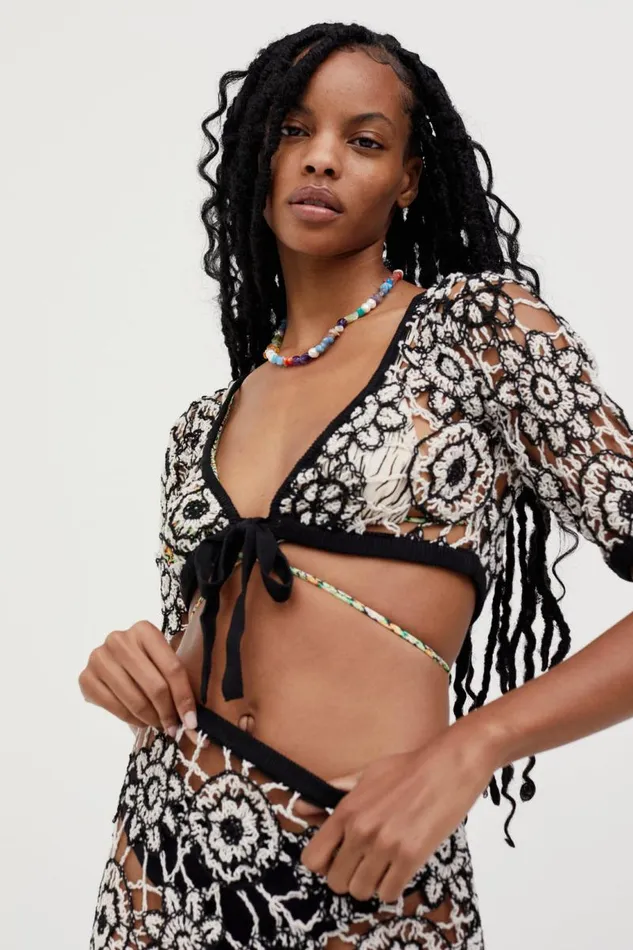 For Love and Lemons Knitwear Sofia Crop Top Black 8211 Women