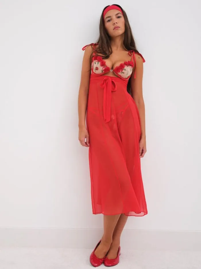 For Love and Lemons Lingerie Anika Midi Slip Dress Red 8211 Women For Love and Lemons Lingerie Anika Midi Slip Dress Red 8211 Women