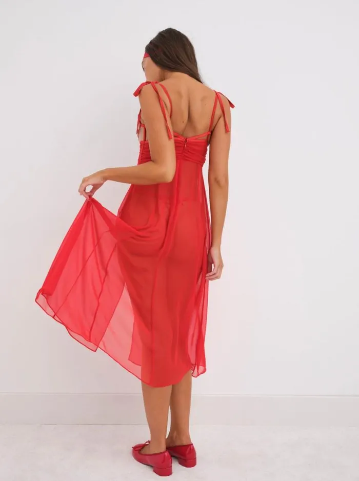 For Love and Lemons Lingerie Anika Midi Slip Dress Red 8211 Women For Love and Lemons Lingerie Anika Midi Slip Dress Red 8211 Women