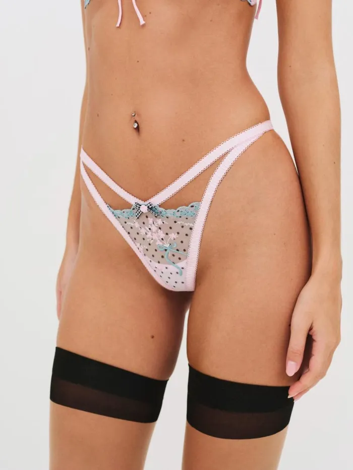 For Love and Lemons Lingerie Anya Thong Panty Pink 8211 Women