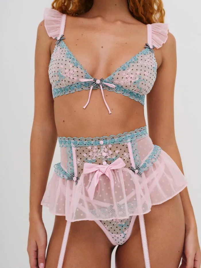 For Love and Lemons Lingerie Anya Thong Panty Pink 8211 Women