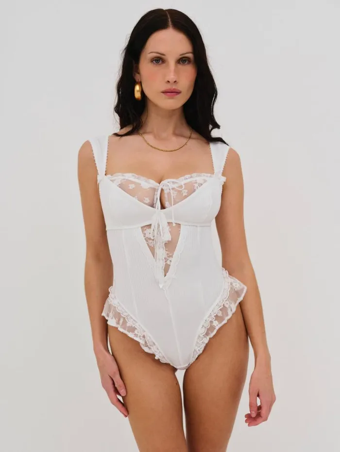 For Love and Lemons Lingerie Dahlia Teddy White 8211 Women