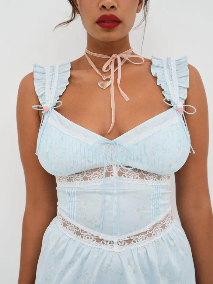 For Love and Lemons Lingerie Ellery Slip Dress Blue 8211 Women