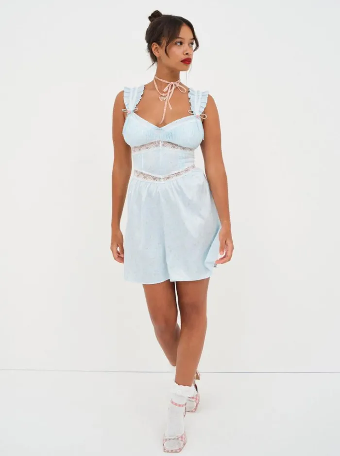 For Love and Lemons Lingerie Ellery Slip Dress Blue 8211 Women