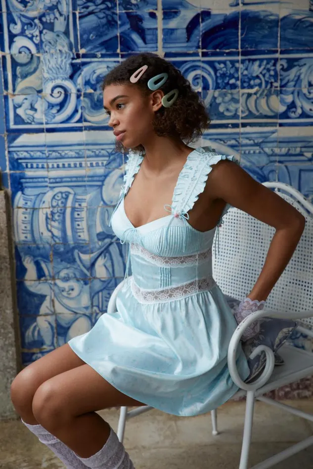 For Love and Lemons Lingerie Ellery Slip Dress Blue 8211 Women
