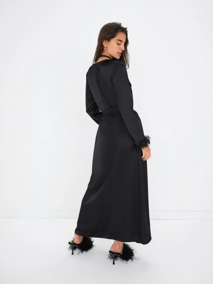 For Love and Lemons Lingerie Floral Trim Robe Black 8211 Women