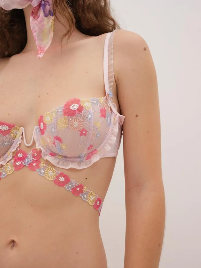 For Love and Lemons Lingerie Greenhouse Garden Underwire Bra Pink 8211 Women