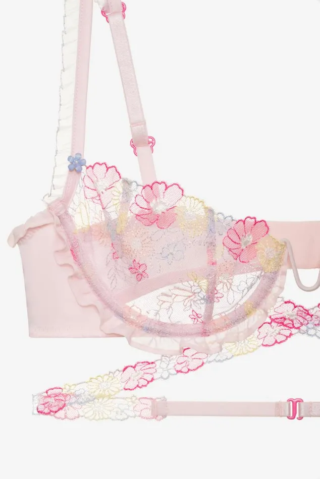 For Love and Lemons Lingerie Greenhouse Garden Underwire Bra Pink 8211 Women