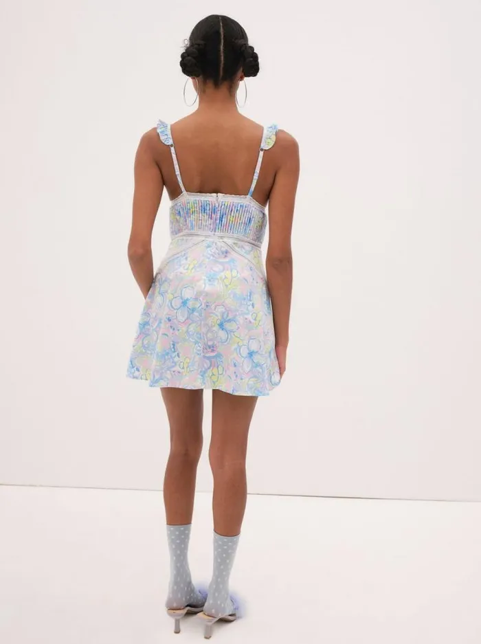 For Love and Lemons Lingerie Midsummer Floral Slip Dress Blue 8211 Women