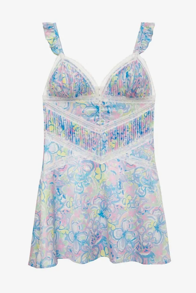 For Love and Lemons Lingerie Midsummer Floral Slip Dress Blue 8211 Women