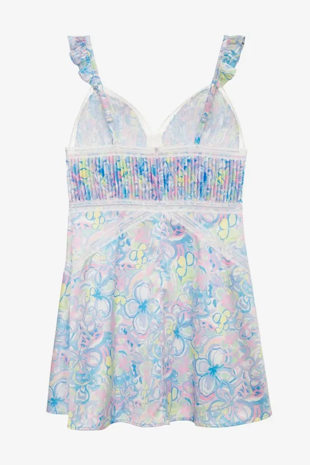 For Love and Lemons Lingerie Midsummer Floral Slip Dress Blue 8211 Women