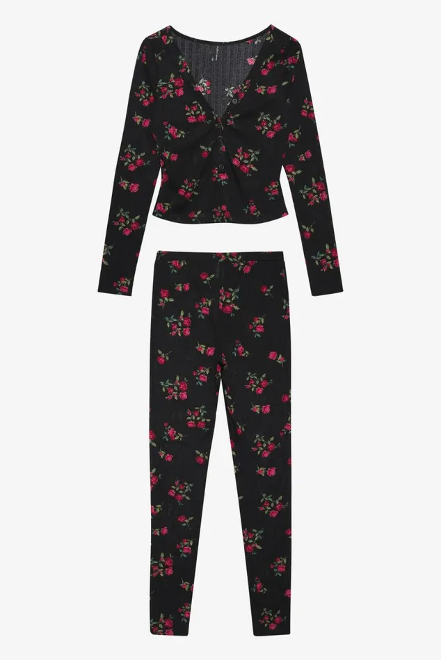 For Love and Lemons Lingerie Pointelle Long Sleeve Sleep Set Black 8211 Women For Love and Lemons Lingerie Pointelle Long Sleeve Sleep Set Black 8211 Women