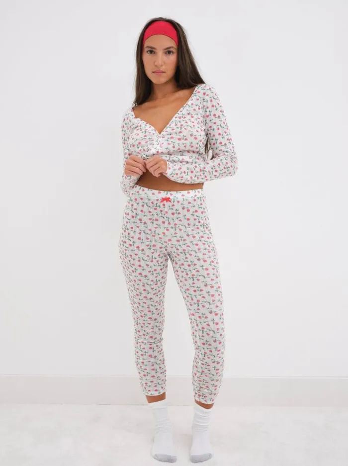 For Love and Lemons Lingerie Pointelle Long Sleeve Sleep Set White 8211 Women