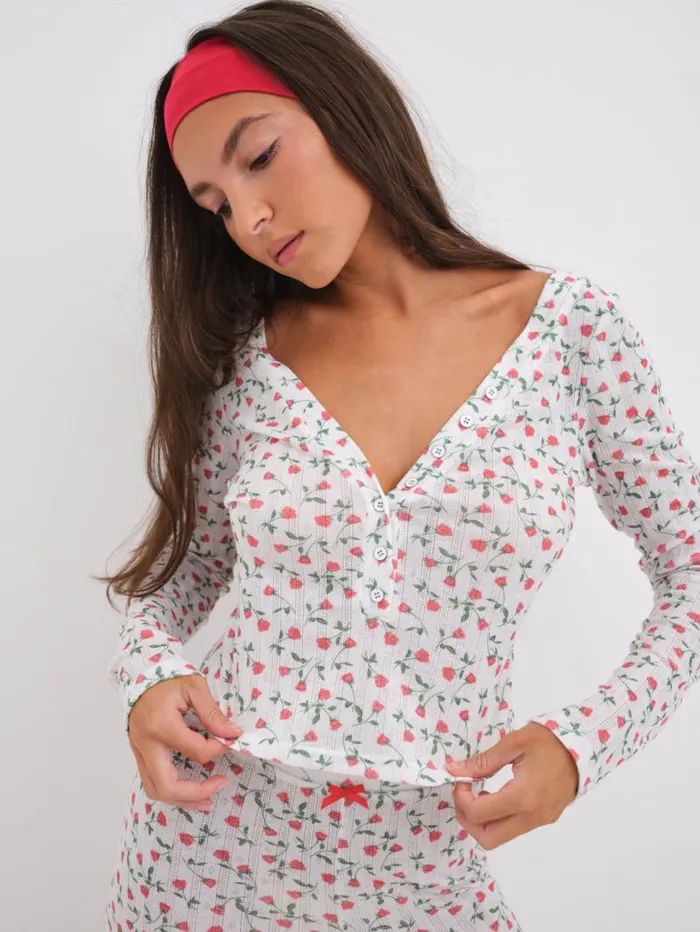 For Love and Lemons Lingerie Pointelle Long Sleeve Sleep Set White 8211 Women For Love and Lemons Lingerie Pointelle Long Sleeve Sleep Set White 8211 Women