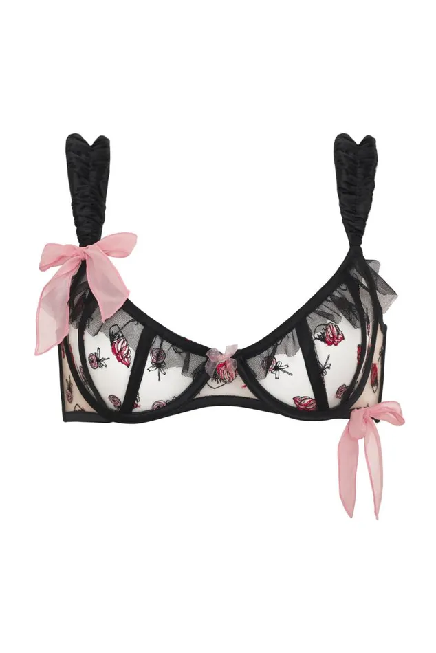 For Love and Lemons Lingerie Rosie Bow Underwire Bra Black 8211 Women