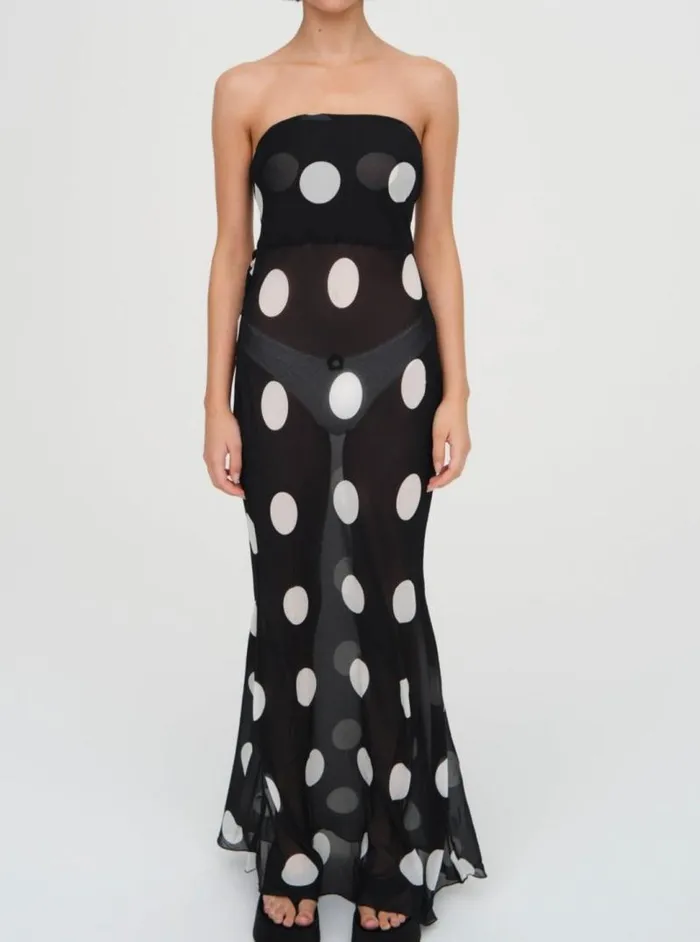 For Love and Lemons Swim Justina Sheer Coverup Maxi Dress Black 8211 Women