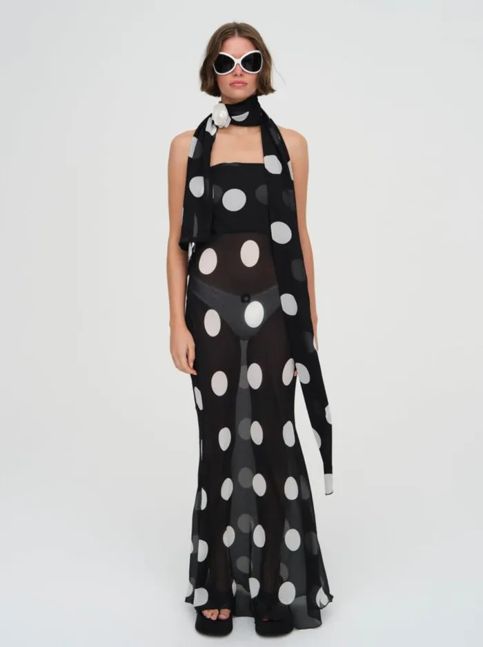 For Love and Lemons Swim Justina Sheer Coverup Maxi Dress Black 8211 Women