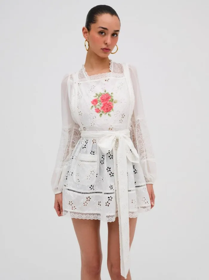 For Love and Lemons Tops Rose Embroidered Apron White 8211 Women