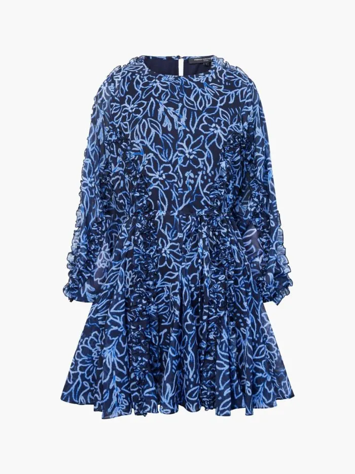 French Connection Anna Emina Chiffon Mini Dress Navy Multi Women Dresses