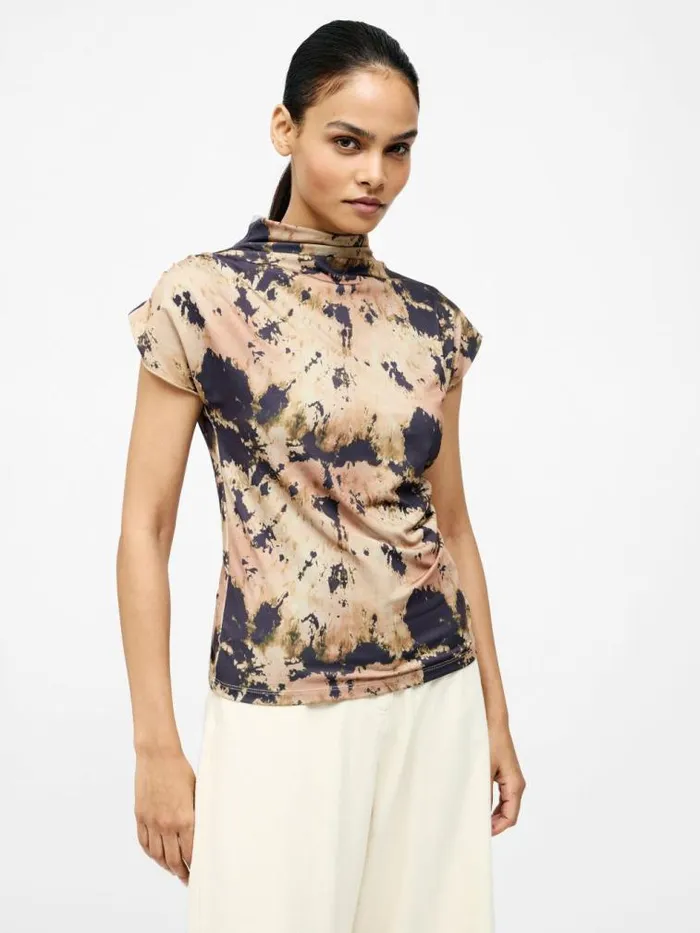 French Connection Ava Ruched Top Mocha Mousse Women Tops