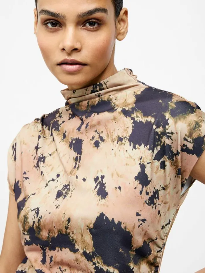 French Connection Ava Ruched Top Mocha Mousse Women Tops