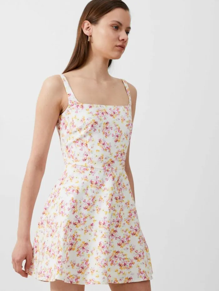 French Connection Benedetta Whisper Mini Dress Summer Whiteapricot Women Dresses