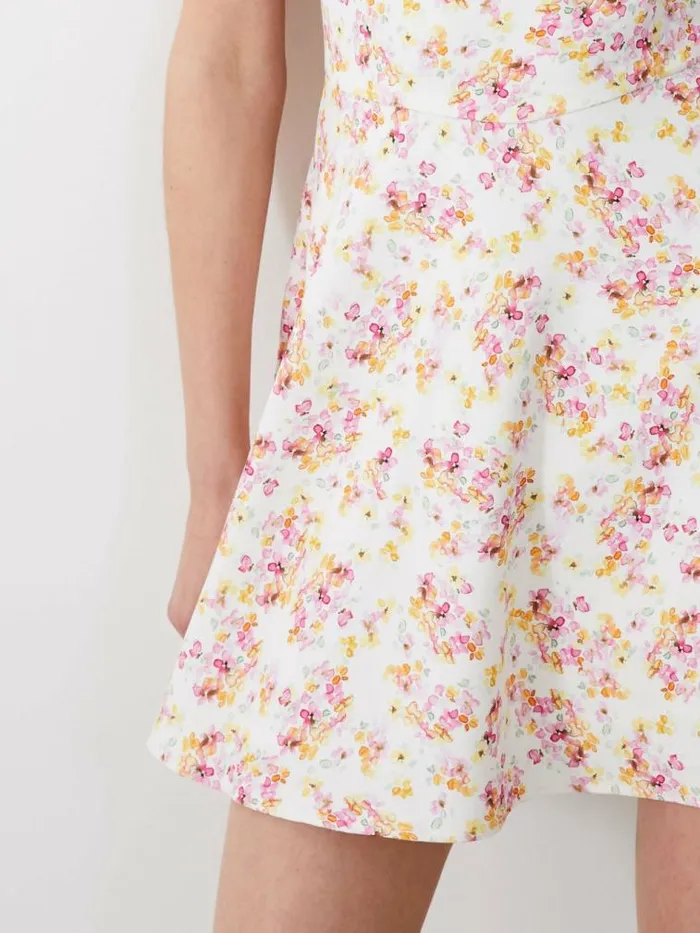 French Connection Benedetta Whisper Mini Dress Summer Whiteapricot Women Dresses