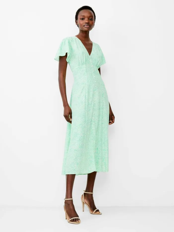French Connection Bernice VNeck Tea Dress Minted Green Women Dresses