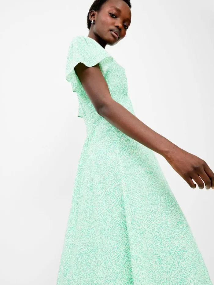 French Connection Bernice VNeck Tea Dress Minted Green Women Dresses