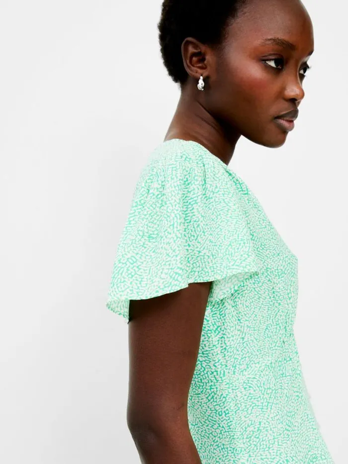 French Connection Bernice VNeck Tea Dress Minted Green Women Dresses