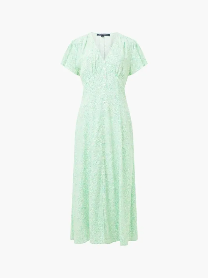 French Connection Bernice VNeck Tea Dress Minted Green Women Dresses