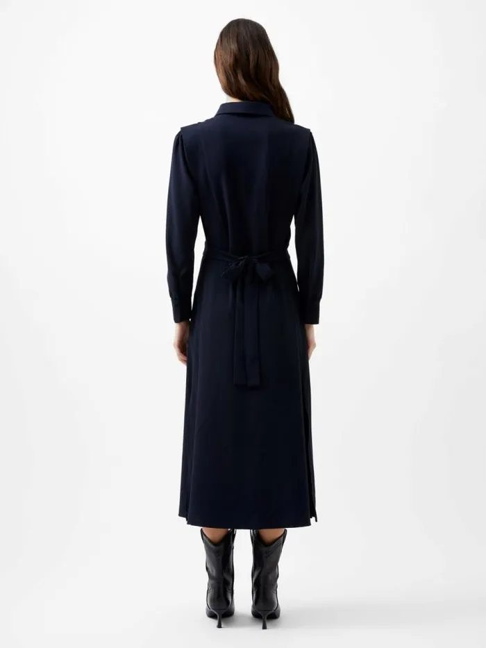 French Connection Brina Crepe Button Down Maxi Dress Marine Women Dresses