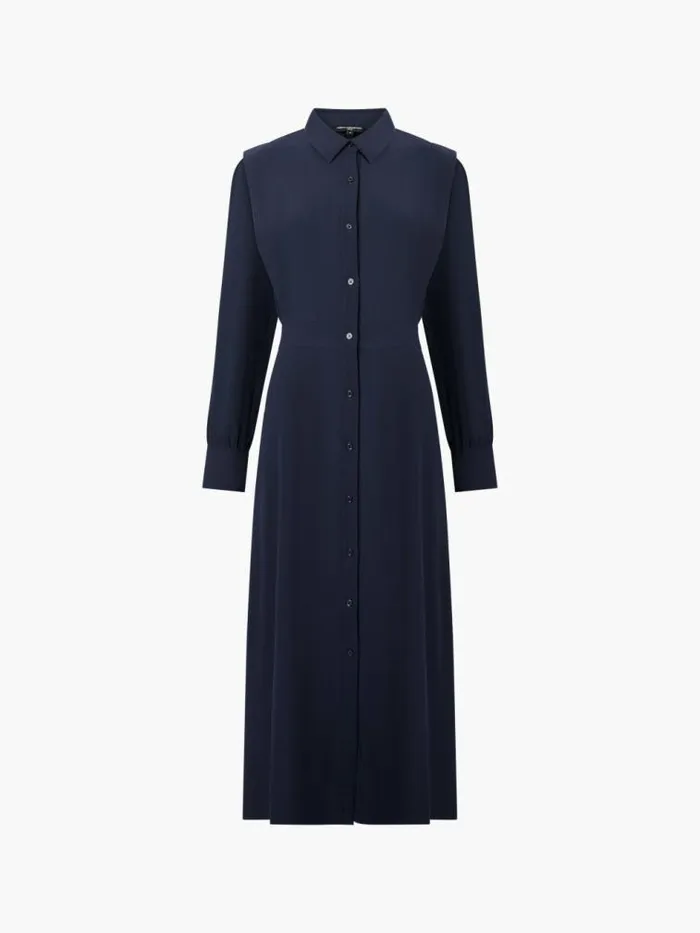 French Connection Brina Crepe Button Down Maxi Dress Marine Women Dresses