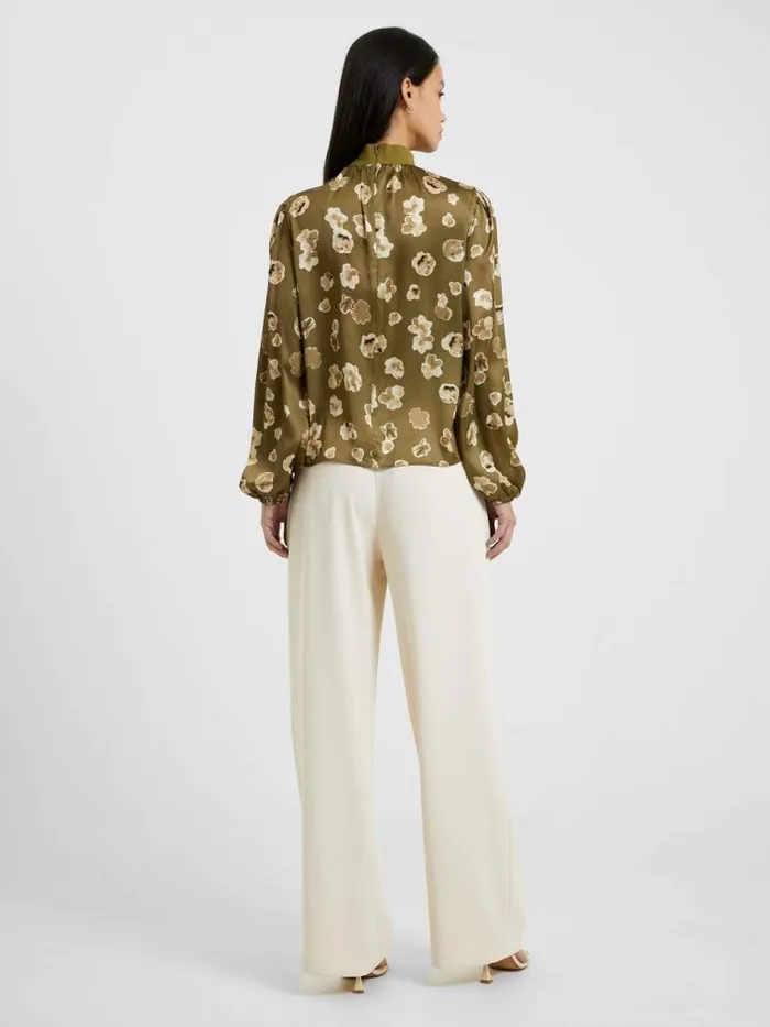 French Connection Bronwen Aleeya Satin Top Nutria Women Tops