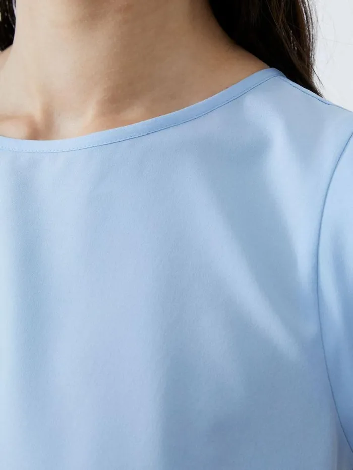 French Connection Cap Sleeve Crepe Light Tank Top Placid Blue Women Tops