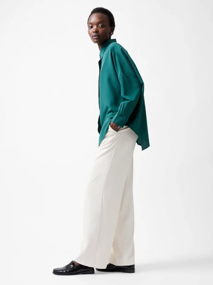 French Connection Caprina Recycled Crepe Long Sleeve Button Shirt Forest Women Tops French Connection Caprina Recycled Crepe Long Sleeve Button Shirt Forest Women Tops