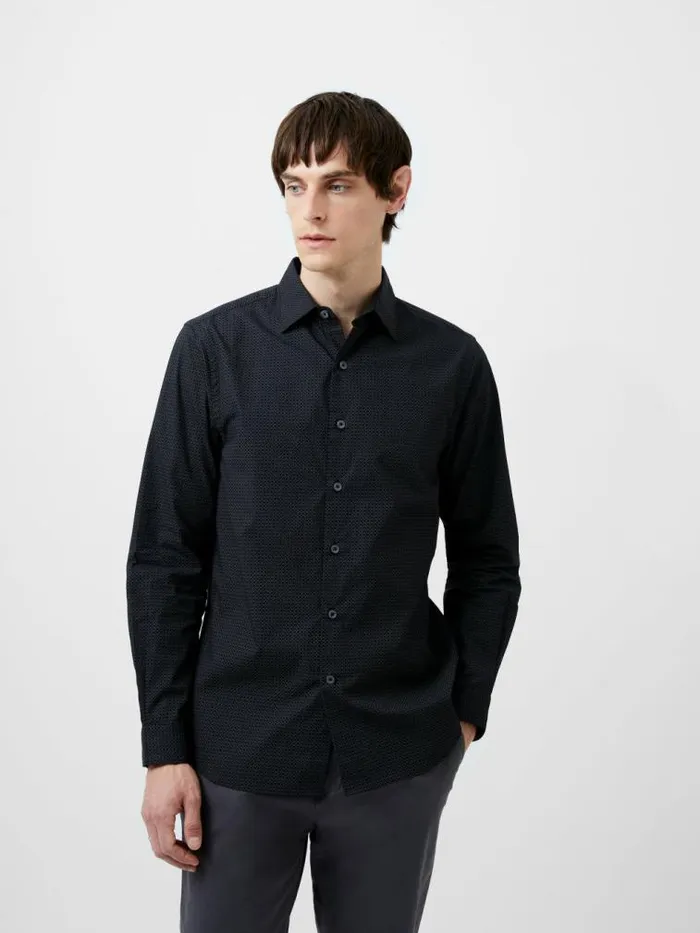 French Connection Classic Collar Printed Shirt Black Print Men Shirts