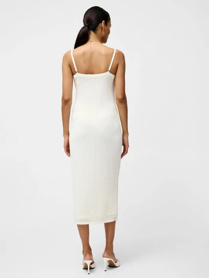 French Connection Cotton Blend Pointelle Midi Dress Cream Women Dresses