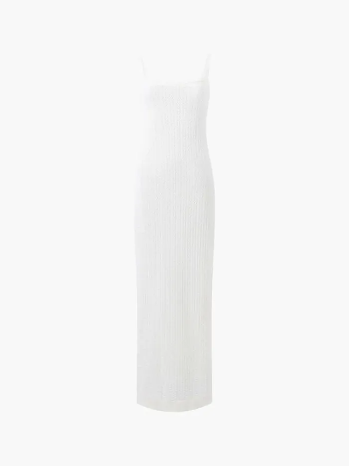 French Connection Cotton Blend Pointelle Midi Dress Cream Women Dresses