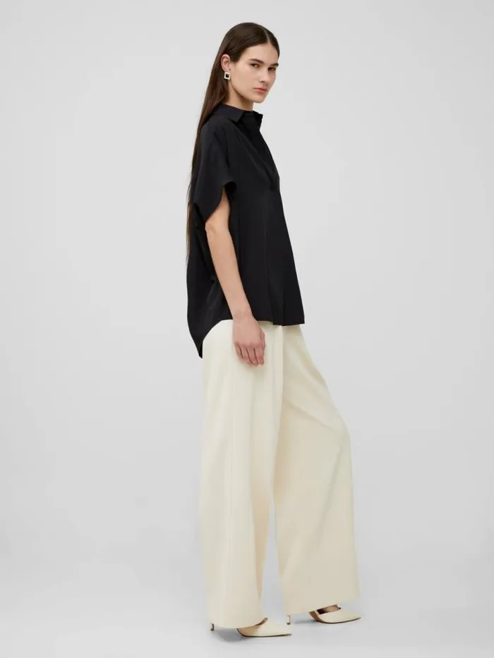 French Connection Crepe Light Recycled Popover Shirt Blackout Women Tops