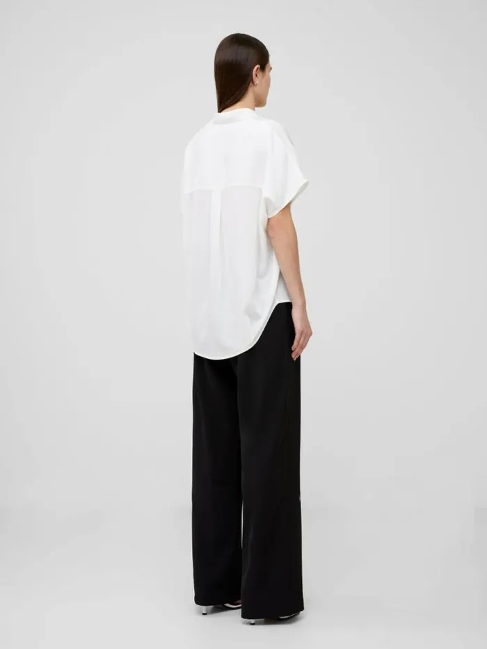 French Connection Crepe Light Recycled Popover Shirt Winter White Women Tops