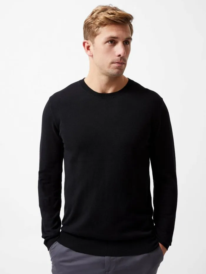 French Connection Crew Neck Knit Jumper Black Men Knitwear
