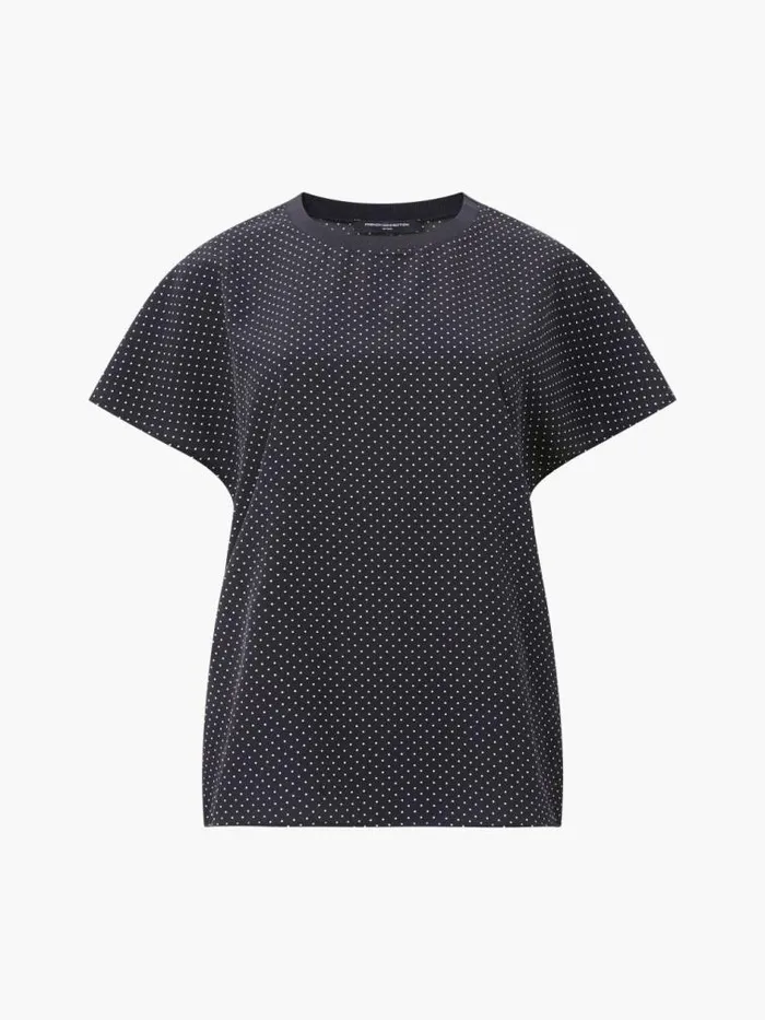 French Connection Dotty Spot Abeny Crew Neck Top Blackoutsummer Whit Women Tops
