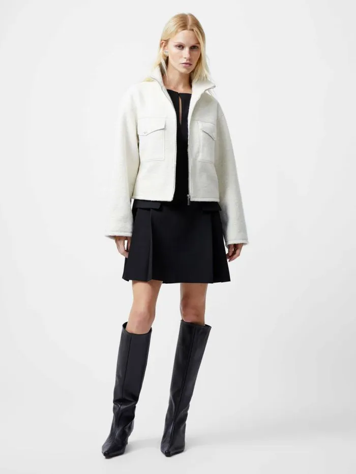 French Connection Dover Boucle Jacket Cream Women Coats and Jackets