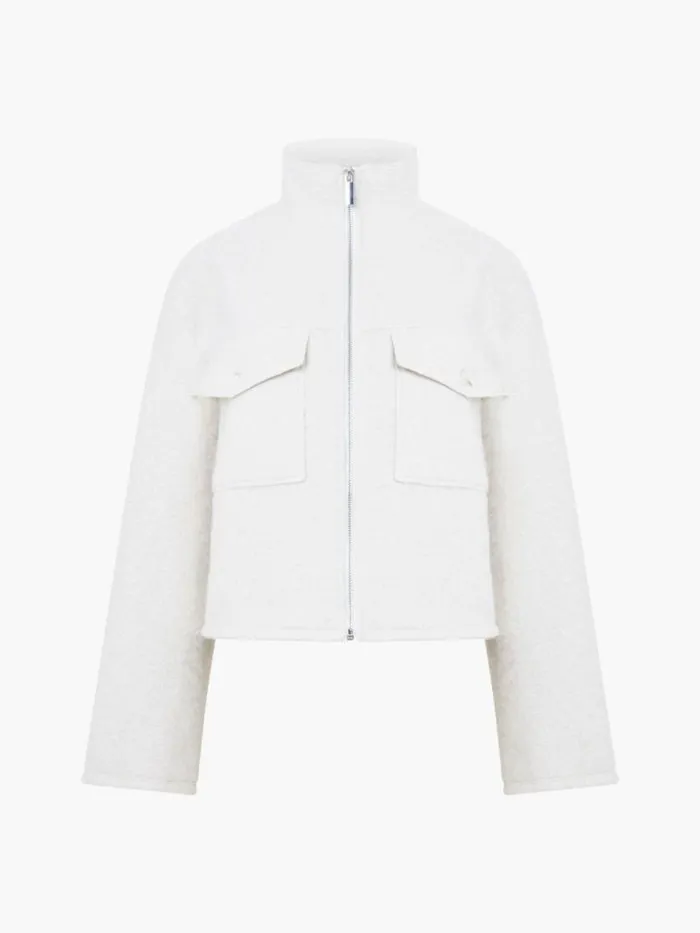 French Connection Dover Boucle Jacket Cream Women Coats and Jackets
